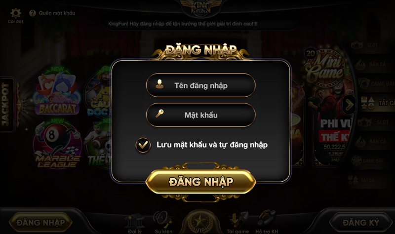 Hướng dẫn đăng nhập Kingfun
