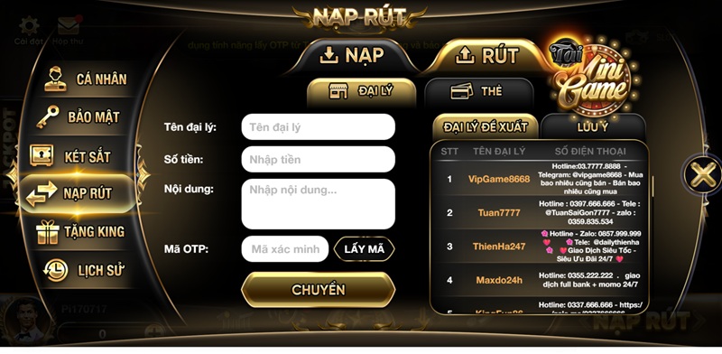 Đa dạng phương thức rút tiền Kingfun